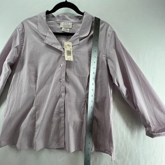 Field Manor Modern Classic Shirt Womens 14 Long Sleeves Button Up Collared Lilac - Picture 5 of 7